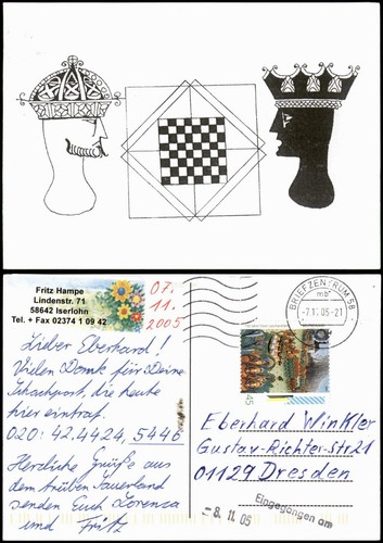 Ansichtskarte schach - , (chess)
