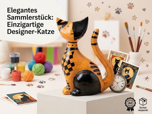Handbemalte katzen figur aus - katzen-figur,
