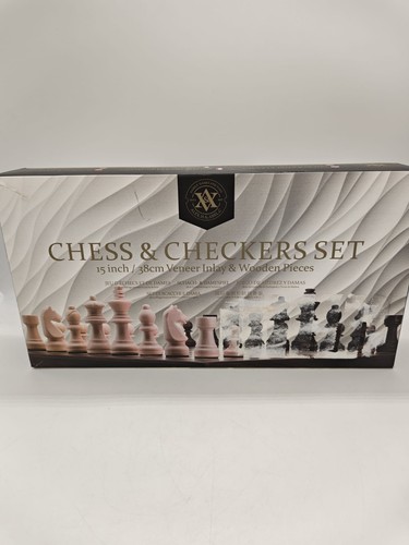 Chess checkers set 38cm holz - &,